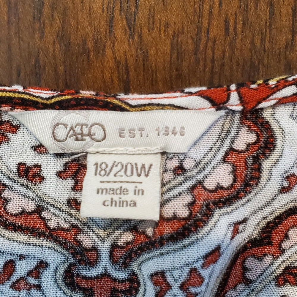 Cato Red and Black Paisley Blouse 18/20W - Picture 6 of 9